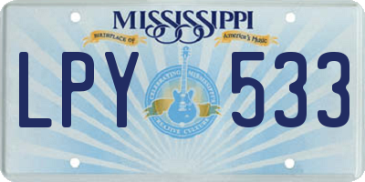 MS license plate LPY533