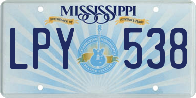 MS license plate LPY538