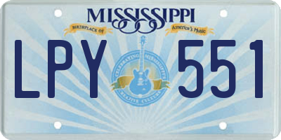 MS license plate LPY551