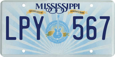MS license plate LPY567