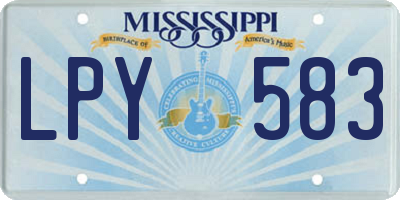 MS license plate LPY583