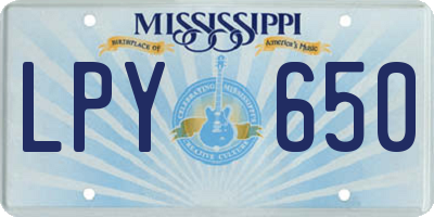 MS license plate LPY650