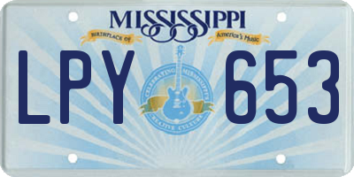 MS license plate LPY653