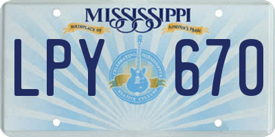 MS license plate LPY670