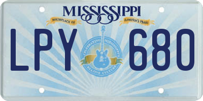 MS license plate LPY680