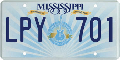 MS license plate LPY701