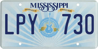 MS license plate LPY730