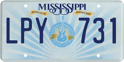 MS license plate LPY731