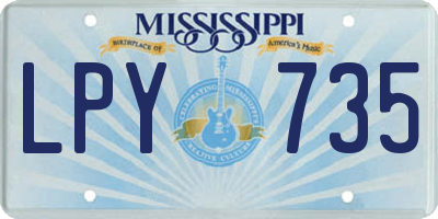 MS license plate LPY735