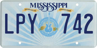 MS license plate LPY742