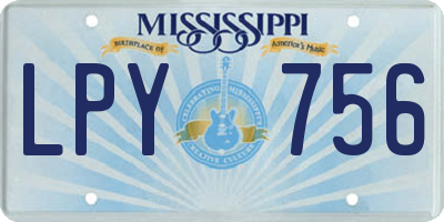 MS license plate LPY756