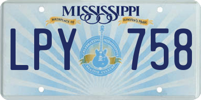 MS license plate LPY758