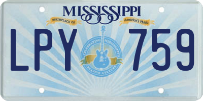 MS license plate LPY759