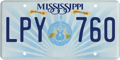MS license plate LPY760