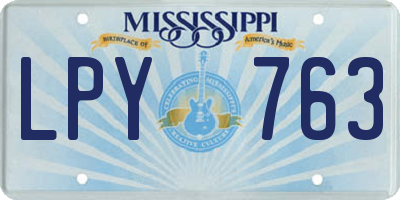 MS license plate LPY763