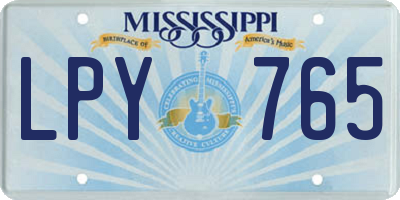 MS license plate LPY765