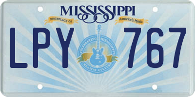 MS license plate LPY767