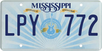 MS license plate LPY772