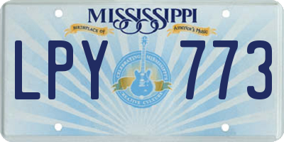 MS license plate LPY773