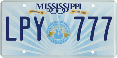 MS license plate LPY777