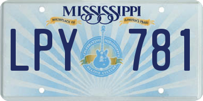 MS license plate LPY781