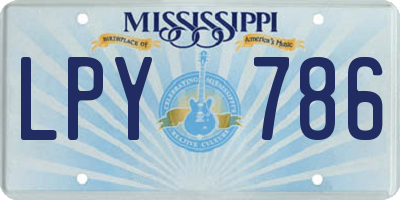 MS license plate LPY786
