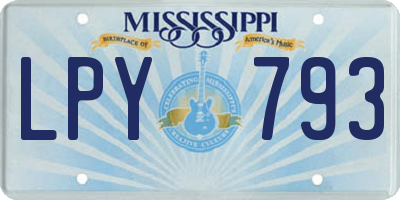 MS license plate LPY793