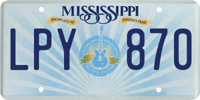 MS license plate LPY870