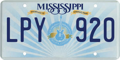 MS license plate LPY920