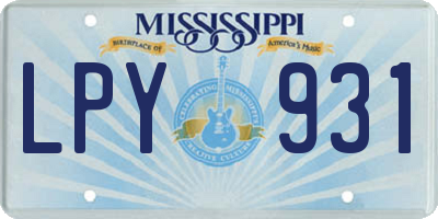 MS license plate LPY931