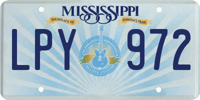 MS license plate LPY972