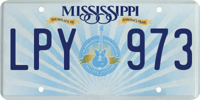 MS license plate LPY973