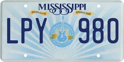 MS license plate LPY980