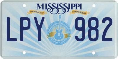 MS license plate LPY982