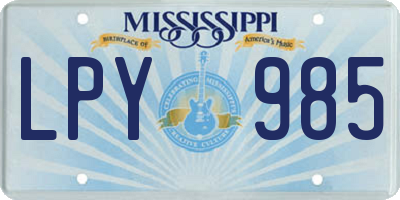 MS license plate LPY985