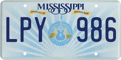 MS license plate LPY986