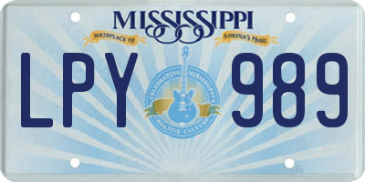 MS license plate LPY989