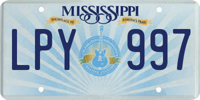 MS license plate LPY997