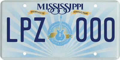 MS license plate LPZ000