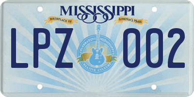 MS license plate LPZ002