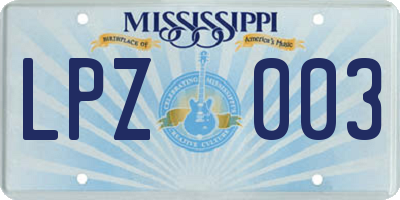 MS license plate LPZ003