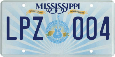 MS license plate LPZ004