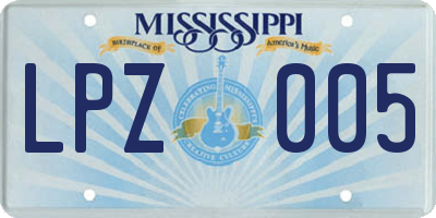 MS license plate LPZ005