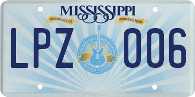 MS license plate LPZ006