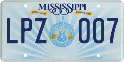 MS license plate LPZ007