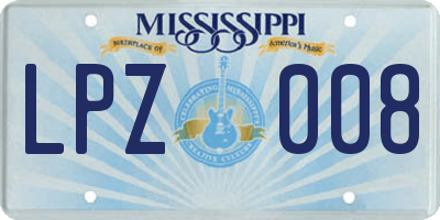 MS license plate LPZ008