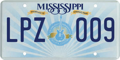 MS license plate LPZ009
