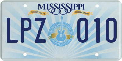 MS license plate LPZ010