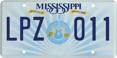 MS license plate LPZ011