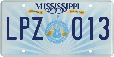 MS license plate LPZ013